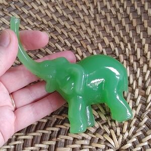 Faux Jade Elephant Statue - Vintage
